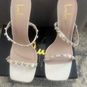 Lulu's Cream Pearl-Studded Heels
